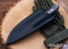 7Forge Knives: Custom Forged Hunter - Raven Richlite - Blue Liners - Aluminium Pins - 5160