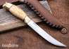 Helle Dyre Vaa - The King's Knife - 6.3" Trailing Point - HL3S Triple Laminated Steel - Light Curly Birch