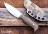 WK Forgeworks Custom Knives: Mini A10 - OD Green Canvas - Red G10 & Natural Liners - Stainless Gulso Bolts - CPM 154