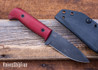 WK Forgeworks Custom Knives: Mini A10 - Red Linen Micarta - Natural Liners - Black Stainless Gulso Bolts - 80CrV2 Parkerized