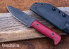 WK Forgeworks Custom Knives: Mini A10 - Red Linen Micarta - Natural Liners - Black Stainless Gulso Bolts - 80CrV2 Parkerized