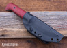 WK Forgeworks Custom Knives: Mini A10 - Red Linen Micarta - Natural Liners - Black Stainless Gulso Bolts - 80CrV2 Parkerized