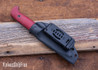WK Forgeworks Custom Knives: Mini A10 - Red Linen Micarta - Natural Liners - Black Stainless Gulso Bolts - 80CrV2 Parkerized