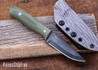 WK Forgeworks Custom Knives: V2.3 - Green Canvas Micarta - Red Liners - Stainless Corby Pins -80CrV2