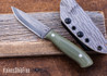 WK Forgeworks Custom Knives: V2.3 - Green Canvas Micarta - Red Liners - Stainless Corby Pins -80CrV2