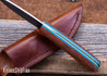 WK Forgeworks Custom Knives: V1 - Orange Burlap Micarta - Green & Blue Liners - Stainless Corby Pins -80CrV2