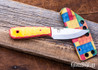 WK Forgeworks Custom Knives: Little Bird - Yellow & Red G10 - Red Pins - AEB-L