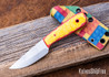 WK Forgeworks Custom Knives: Little Bird - Yellow & Red G10 - Red Pins - AEB-L