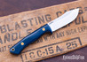 7Forge Knives: Mini Trapper - Blue Paper Micarta - Natural Canvas Liners - Butterscotch Pins - AEB-L