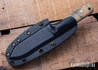 Riner Customs - Kephart - Rough White/Green Burlap Micarta - Brass Pins - File Work
