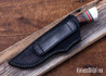 Alan Warren Custom Knives: #2710 Trailing Point Hunter - Ironwood Burl- Nickel Silver/Red&Black G10/Brass Accents - Aluminum Pommel - File Work - CPM-154
