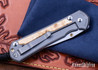Chris Reeve Knives: Large Sebenza 31 - Glass Blasted Titanium - Box Elder Burl - CPM-MagnaCut - Drop Point - CR10HL005