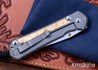 Chris Reeve Knives: Large Sebenza 31 - Glass Blasted Titanium - Box Elder Burl - CPM-MagnaCut - Drop Point - CR10HL008