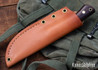 Lishen Knives: Canuck - AEB-L - Ruby Linen Micarta - Black Liners - Brass Pins