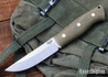 Lishen Knives: Woodsman - AEB-L - Matte Green Canvas Micarta - Brass Pins