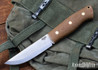 Lishen Knives: Woodsman Scandi - AEB-L - Matte Natural Canvas Micarta - Brass Pins