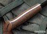 Lishen Knives: Woodsman Scandi - AEB-L - Matte Natural Canvas Micarta - Brass Pins