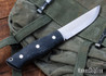 Lishen Knives: Woodsman Scandi - AEB-L - Matte Black Canvas Micarta - Aluminum Pins