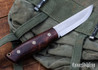 Lishen Knives: Woodsman Scandi - AEB-L - Redwood Burl - Mosaic Pins