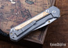 Chris Reeve Knives: Large Sebenza 31 - Glass Blasted Titanium - Box Elder Burl - CPM-MagnaCut - Drop Point - CR10HL023