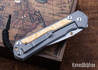 Chris Reeve Knives: Large Sebenza 31 - Glass Blasted Titanium - Box Elder Burl - CPM-MagnaCut - Drop Point - CR10HL025