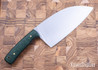 Riner Customs: 8" Serbian Chef Knife - Fern Frost Micarta - Black Liners - Brass Pins