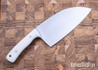 Riner Customs: 7.75" Serbian Chef Knife - White Canvas Micarta - Black Liners - Brass Pins