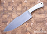 Riner Customs: 8.5" Chef Knife - White Canvas Micarta - Black Liners - Brass Pins - AEB-L