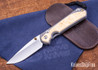 Chris Reeve Knives: Large Sebenza 31 - Glass Blasted Titanium - Box Elder Burl - CPM-MagnaCut - Drop Point -CR08IL003