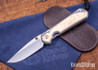 Chris Reeve Knives: Large Sebenza 31 - Glass Blasted Titanium - Box Elder Burl - CPM-MagnaCut - Drop Point -CR08IL004