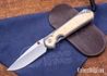 Chris Reeve Knives: Large Sebenza 31 - Glass Blasted Titanium - Box Elder Burl - CPM-MagnaCut - Drop Point -CR08IL009