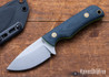 Battle Horse Knives: Jutland - O1 Tool Steel - Saber Grind - Blue Micarta - Green Liners - Kydex Sheath
