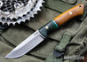 7Forge Knives: Artemis Hunter - Vintage Crosscut Canvas Micarta - Green Maple Burl Bolster - Black Liners - Mosaic Pins - AEB-L