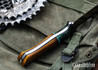 7Forge Knives: Artemis Hunter - Vintage Crosscut Canvas Micarta - Green Maple Burl Bolster - Black Liners - Mosaic Pins - AEB-L