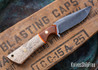WW Customs: Wanderer - Natural Linen Micarta & Spalted Maple - Orange Liners - Brass Pins - Stonewashed 80CrV2