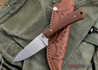 L.T. Wright Knives: Frontier Valley - Bead Blasted Brown Micarta - Flat Ground - 01 Tool Steel - Tooled Hip Sheath