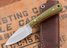 L.T. Wright Knives: Great Plainsman - Bead Blasted Green Micarta - Orange Liners - Saber Ground - D2 Steel