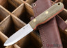 L.T. Wright Knives: Bushcrafter - Bead Blasted Green Micarta - Orange Liners - Scandi Grind - A2 Steel
