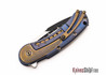 Todd Begg Knives: Steelcraft Series - Mini-Bodega - Blue & Gold - Fan Pattern - Black & Satin Blade