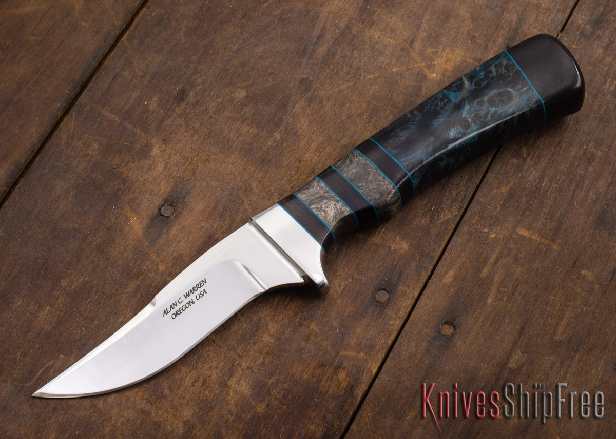 Alan Warren Knives 2197 Curvy Trailing Point Hunter Blue
