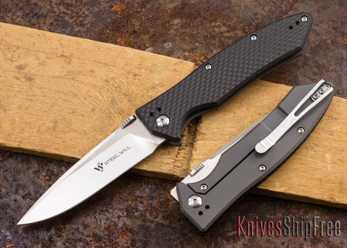 Steel Will Knives Resident Titanium Carbon Fiber Framelock D2 Steel