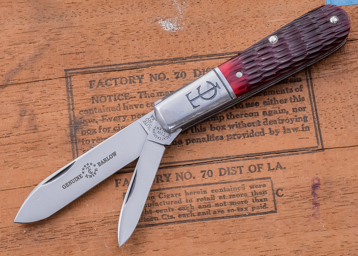 Great Eastern Cutlery 15 Tidioute Sawyer Genuine Barlow Blood Red Jig Bone Two Blade