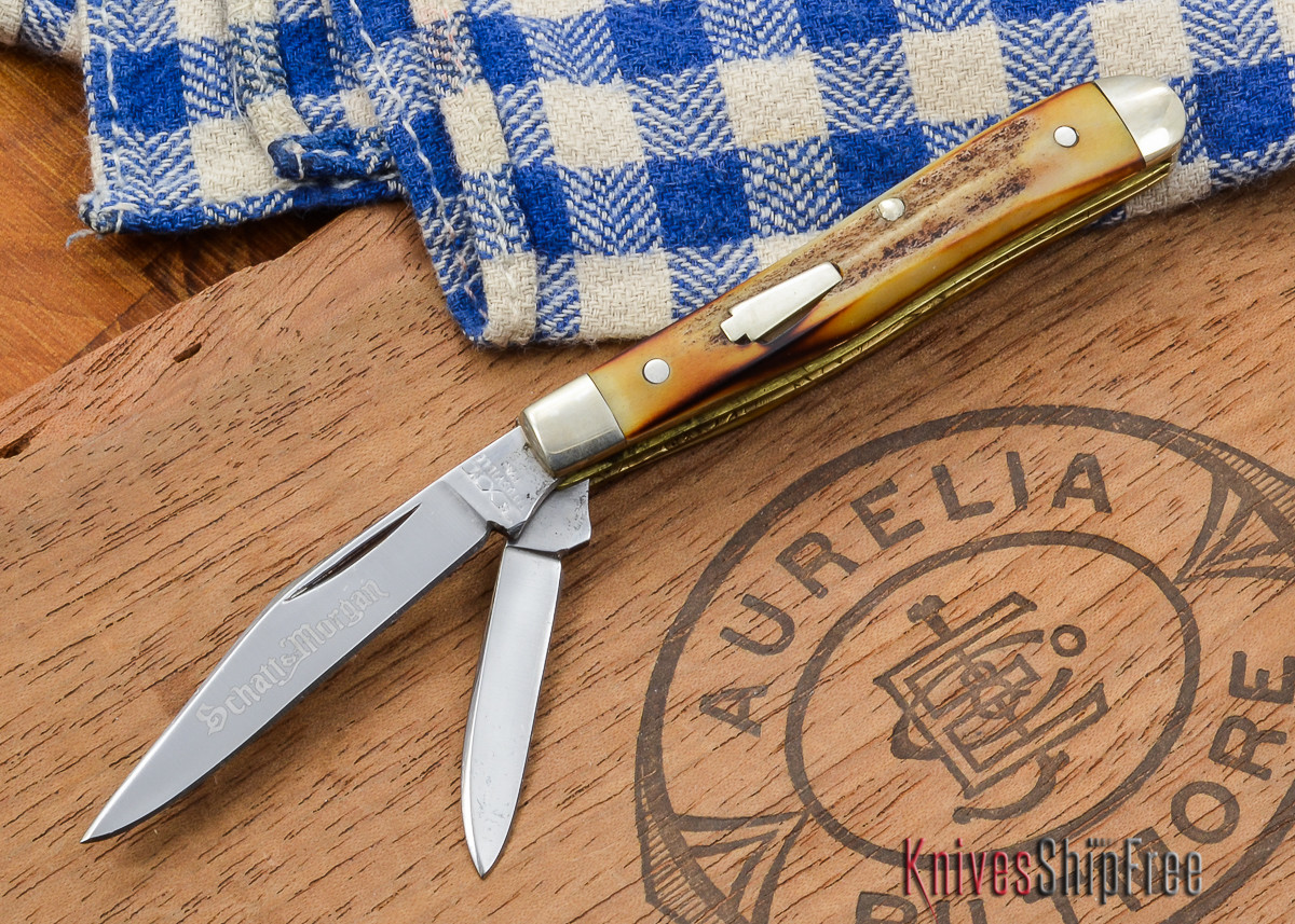 Schatt Morgan Keystone Gentlemen S Peanut Genuine Stag 032114 C All Knives Ship Free