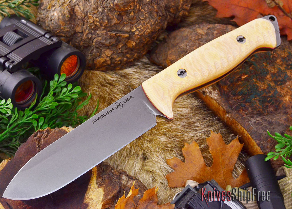 Ambush Knives Alpha Stonewash Finish Sculpted Antique Ivory Micarta All Knives Ship Free Knives 5.0 or ambush knives alpha? knivesshipfree