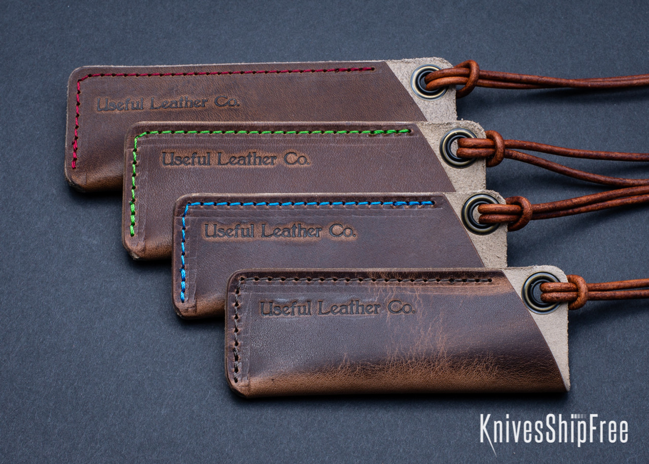 Useful Leather Co. - Medium Leather Knife Slip - Green Stitching