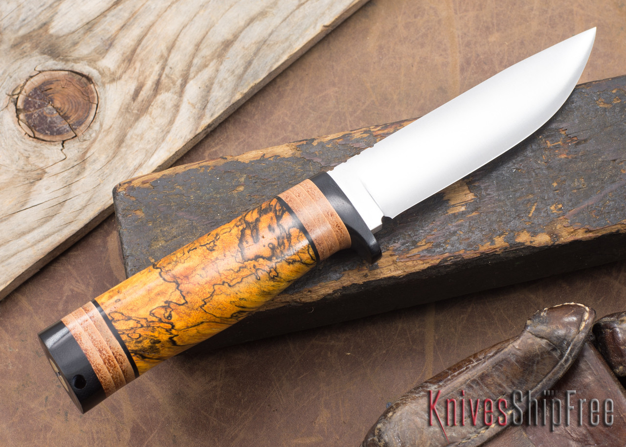 Cross Knives: Bushcrafter HV - Hidden Tang - Stacked Leather