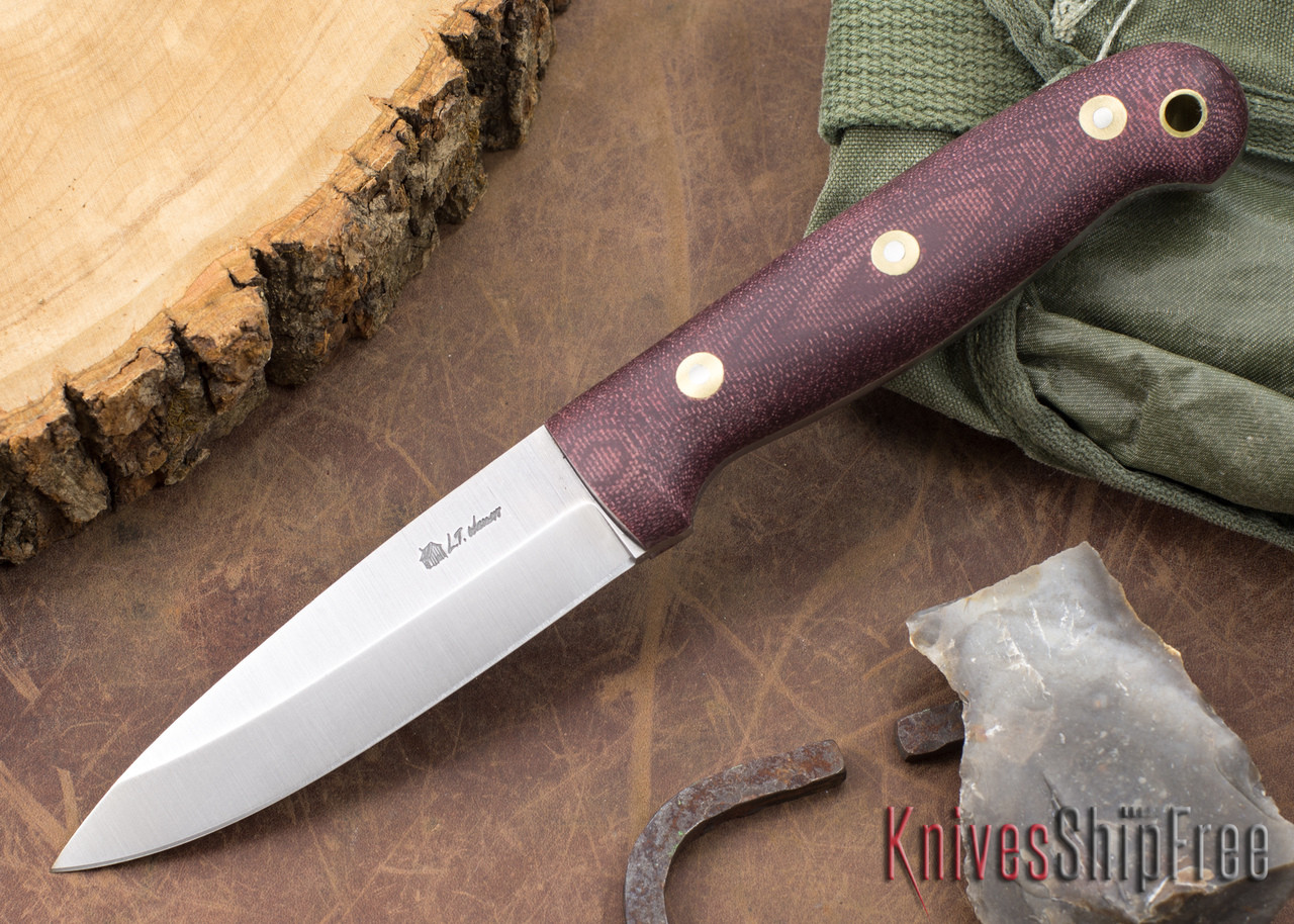 L.T. Wright Knives: GNS 3V - Saber Grind - Double Red Micarta - Matte