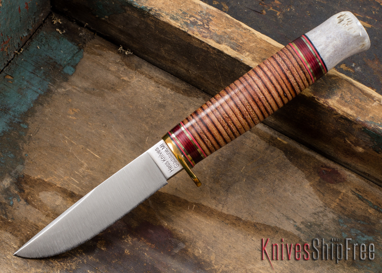Hess Knifeworks: Whitetail - Leather - Stag Pommel - 031714