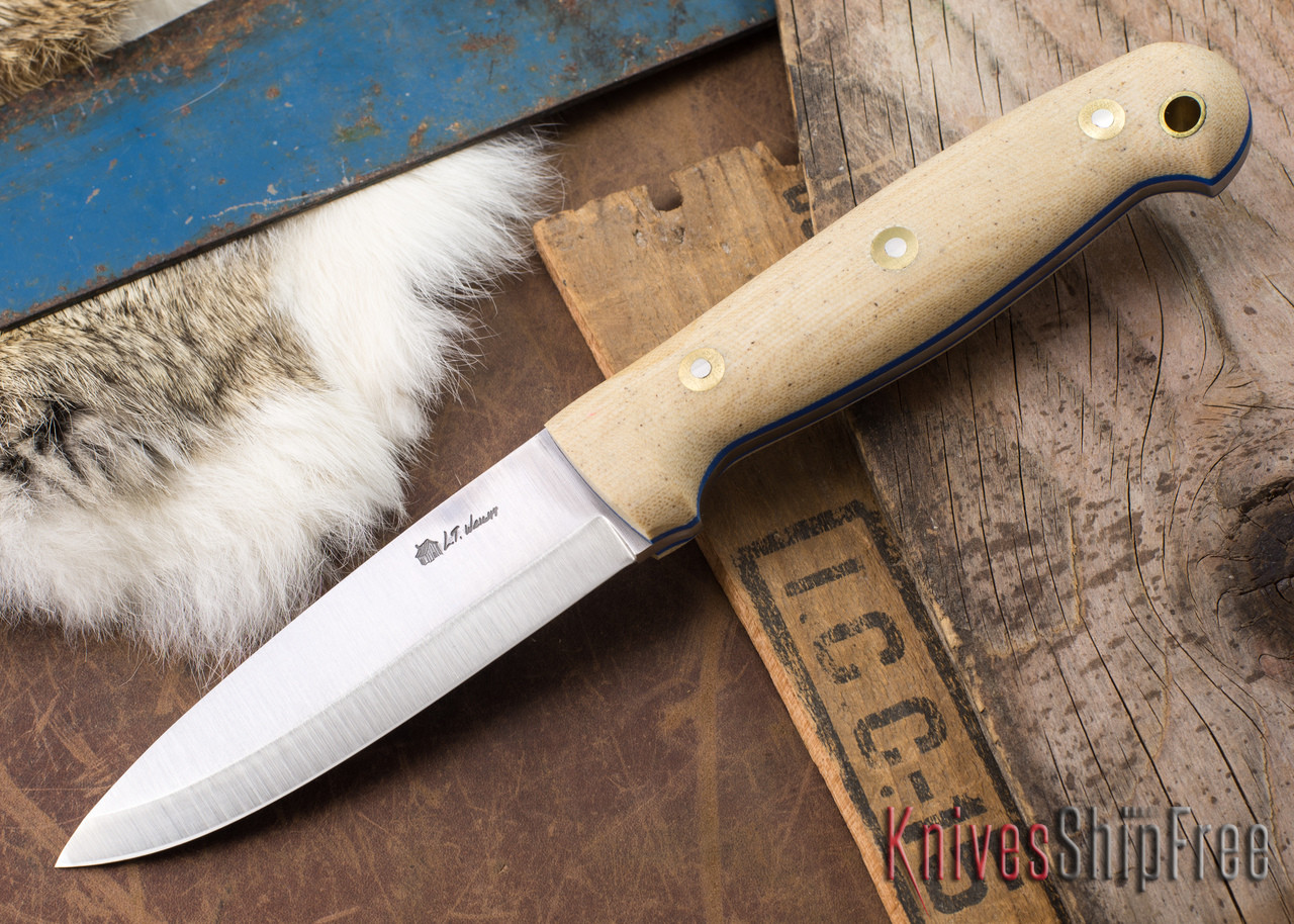 L.T. Wright Knives: GNS 3V - Scandi Grind - Snakeskin Micarta