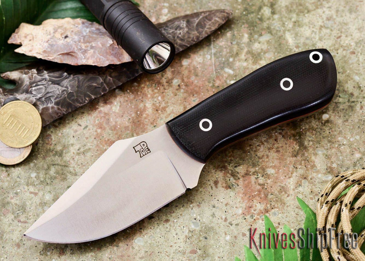 D. Tope Knives: Bulldog - CPM 3V - Black Canvas Micarta - Orange